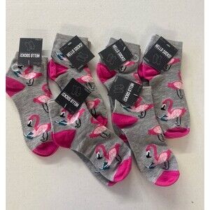 Hello Socks! Pink Flamingo Pairs Lot of 6